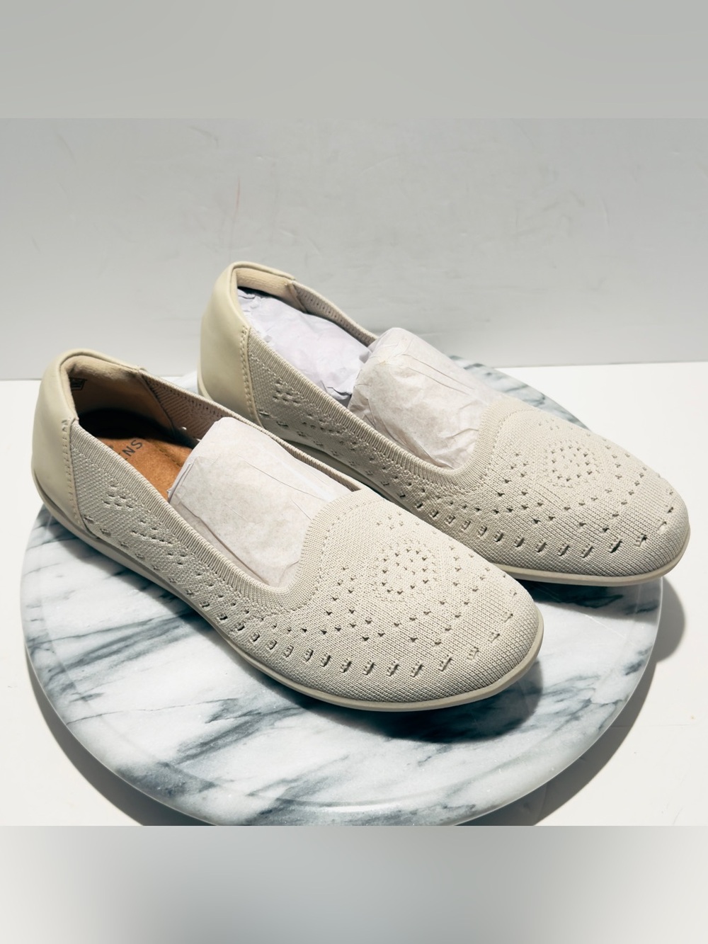 Earth Origins off white cream Openwork Knit Slip-On Faye Flats Shoe Size 8 New